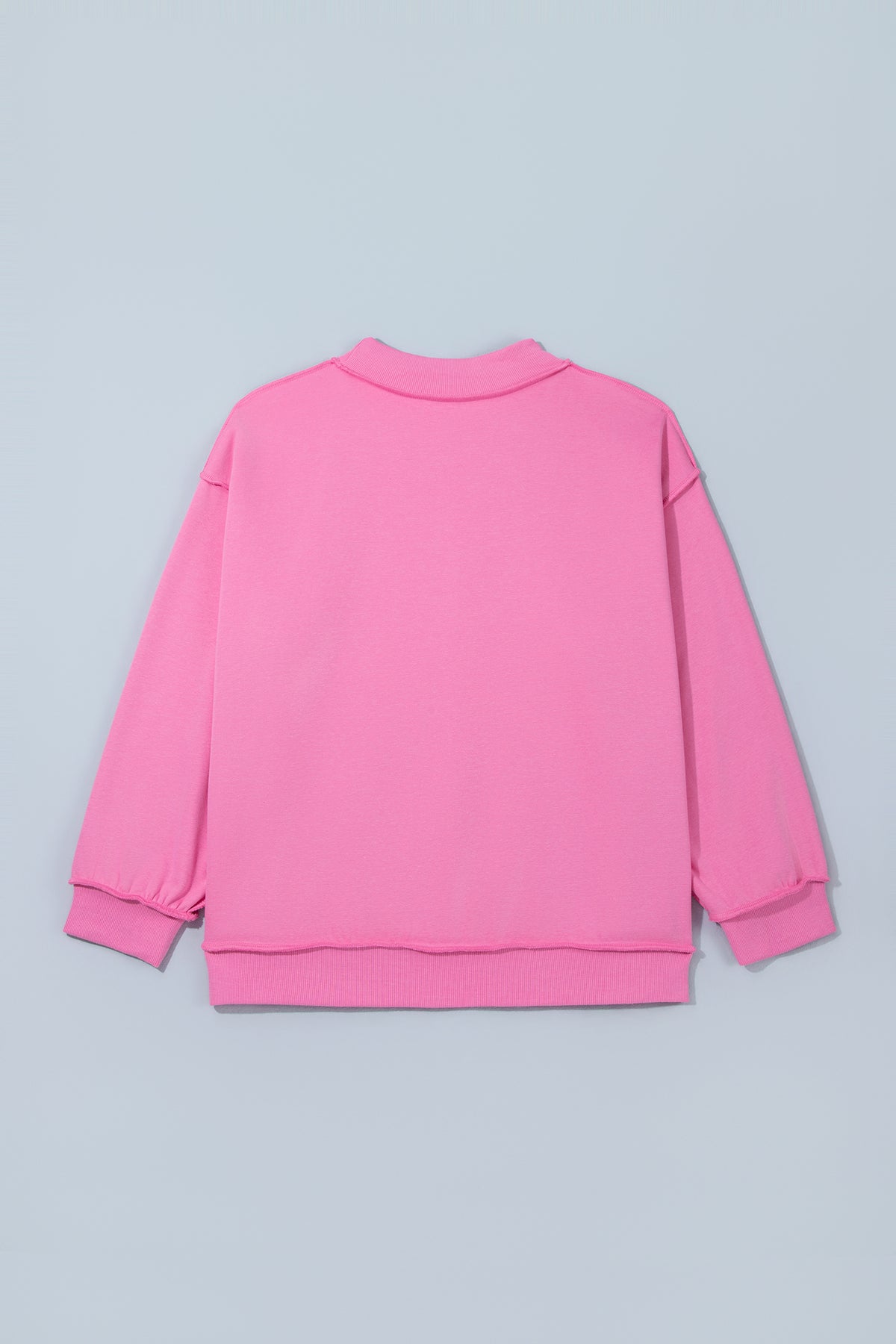 Bright Pink Exposed Seam Detail Reversible Double Wear Plus Size Sweatshirt
