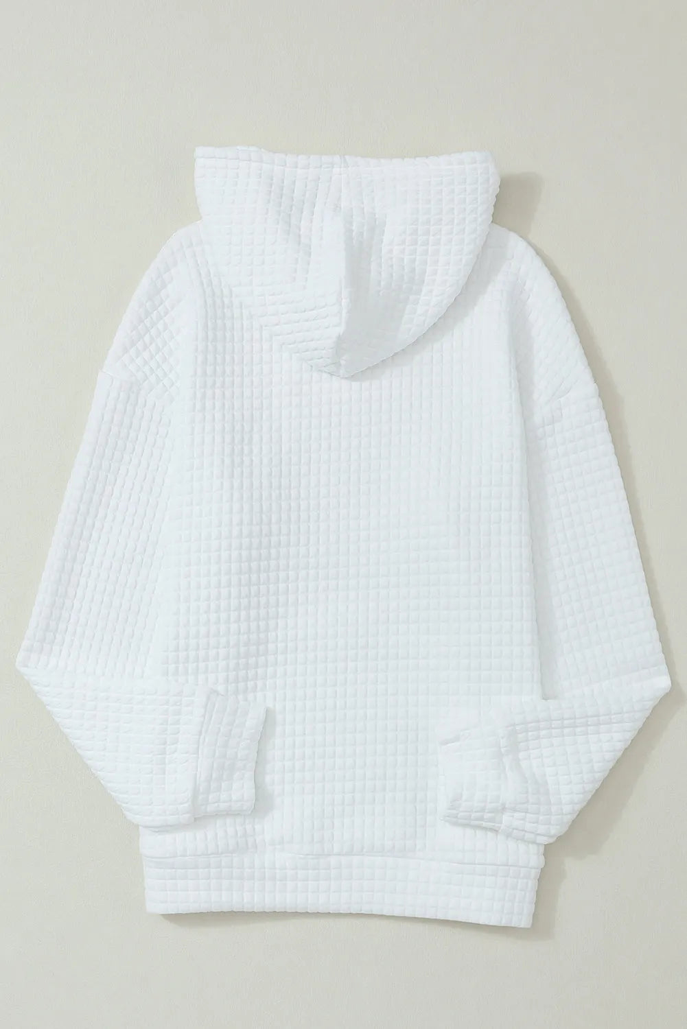 White Quilted Kangaroo Pocket Drawstring Hoodie - Chic Meadow Boutique 