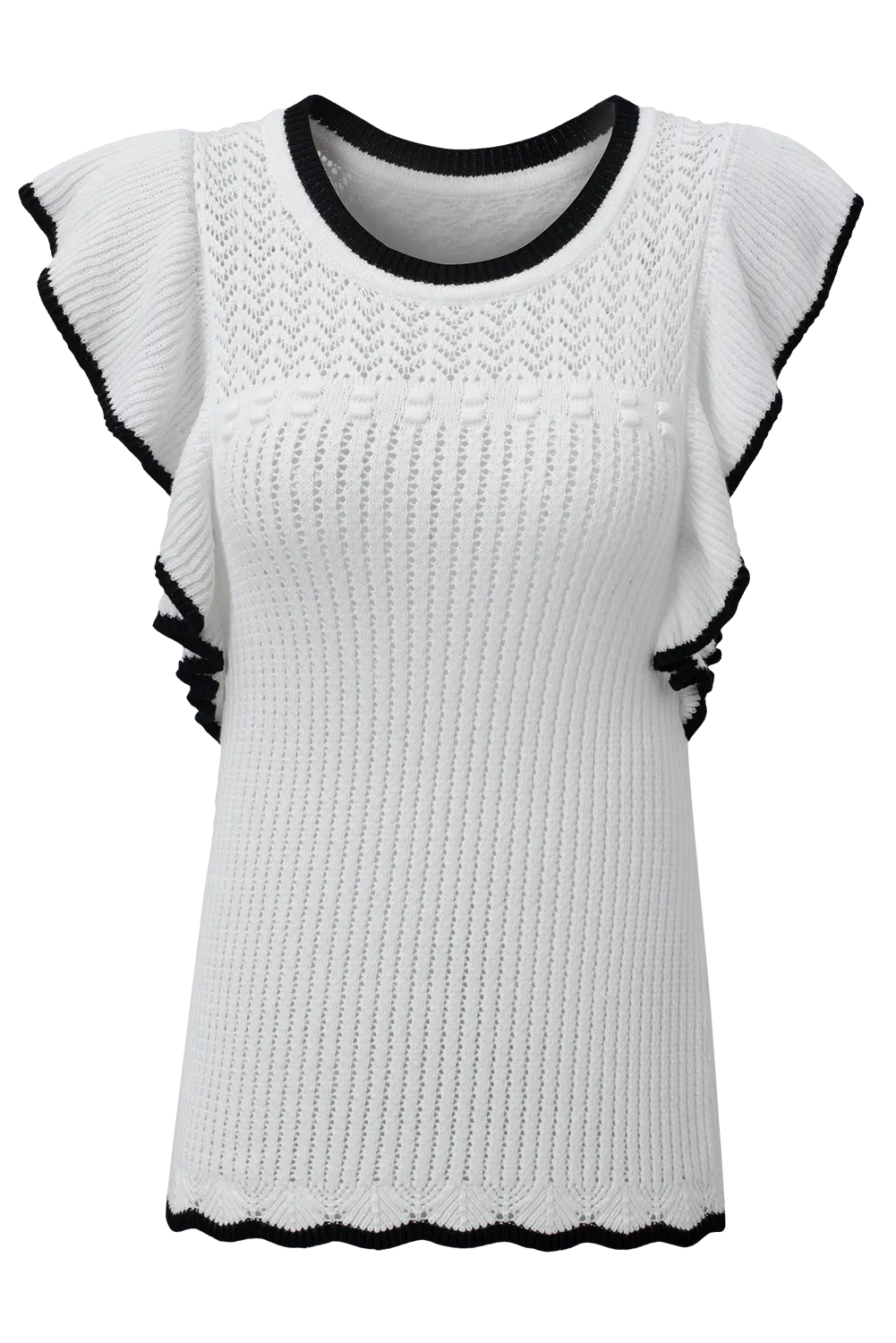 White Crochet Eyelet Flounce Tank Top - Chic Meadow Boutique 