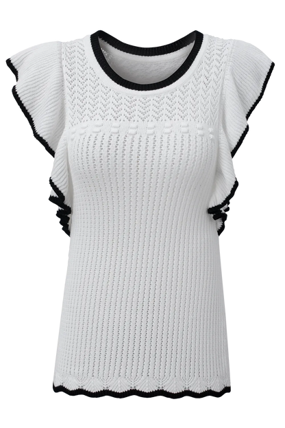 White Crochet Eyelet Flounce Tank Top - Chic Meadow Boutique 