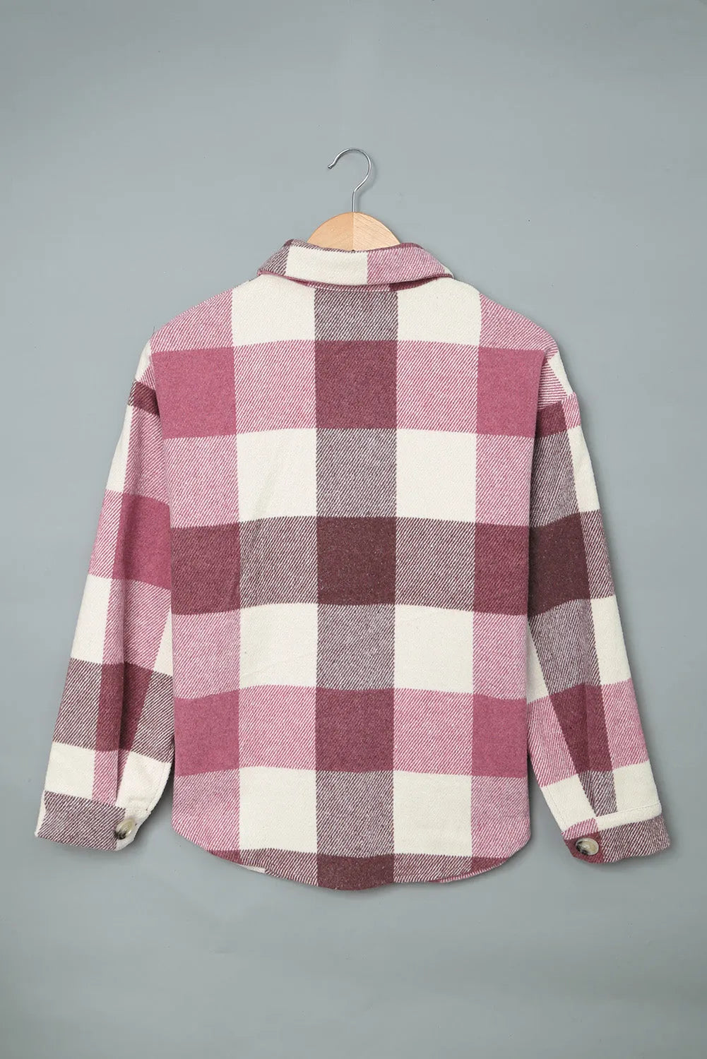 Plaid Color Block Buttoned Long Sleeve Jacket with Pocket - Chic Meadow Boutique 