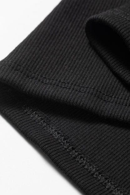 Black Slim Ribbed Padded Tank Top