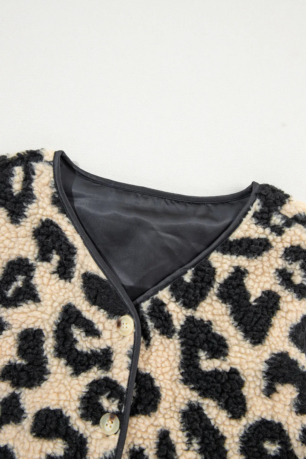 Black Leopard Print Sherpa Vest Coat - Chic Meadow Boutique 