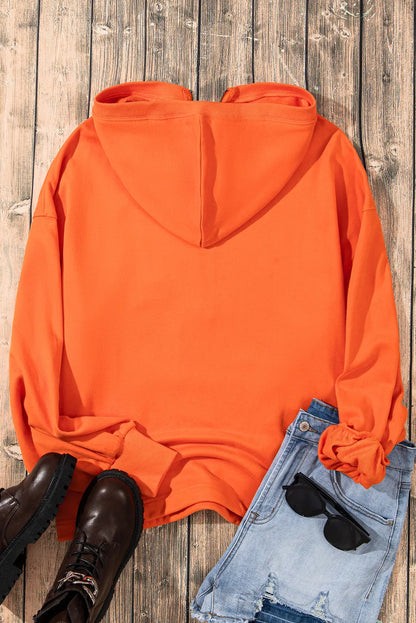 Tops/Sweatshirts & Hoodies Orange Solid Kangaroo Pocket Half Zipper Oversized Hoodie