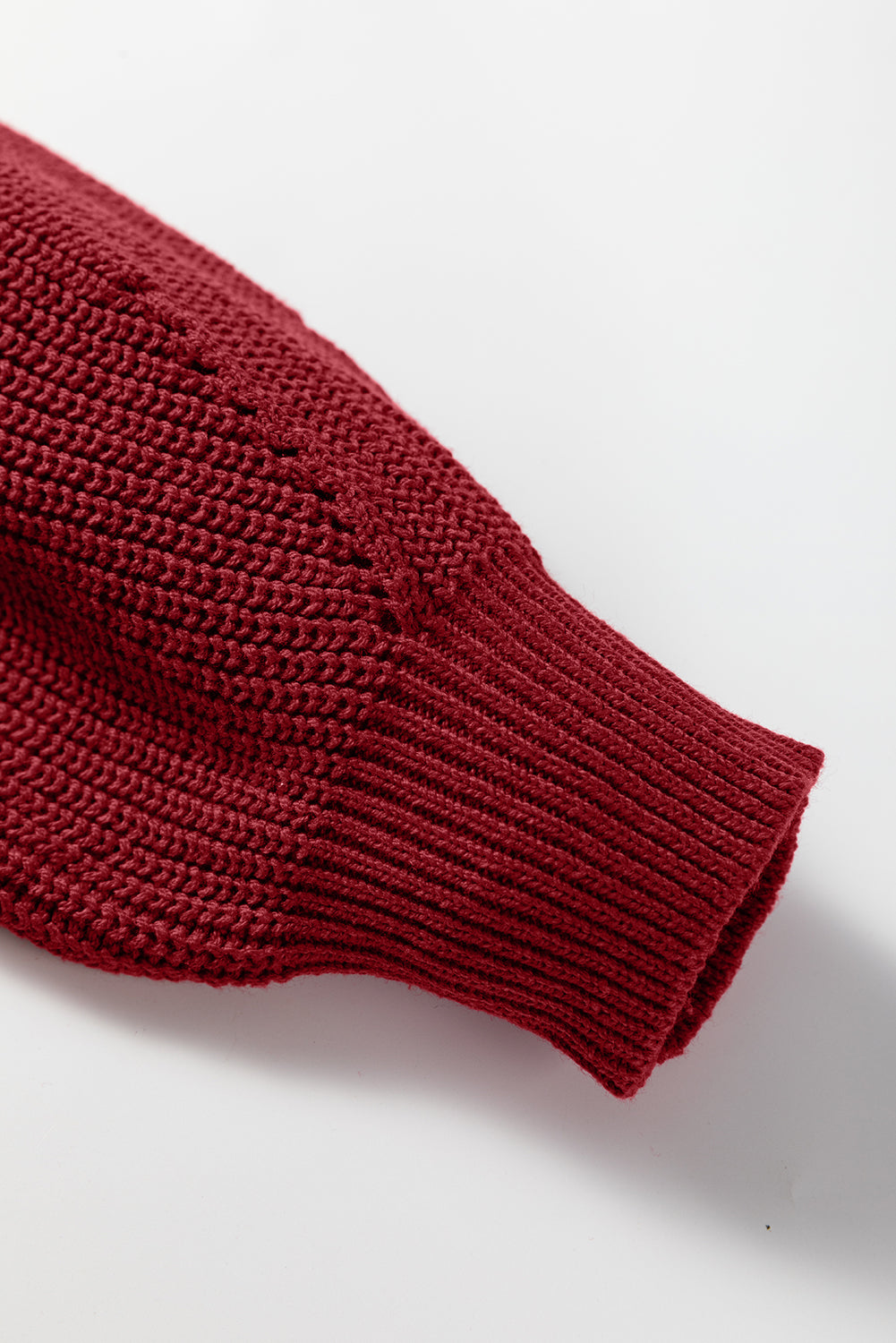 Red Dahlia Solid Color Front Seam Drop Shoulder Loose Sweater