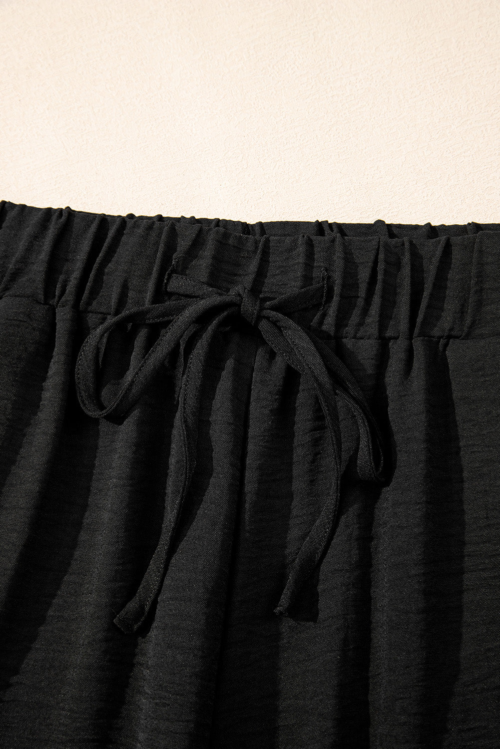 Black Buttoned Vest Drawstring Wide Leg Pants 2pcs Set