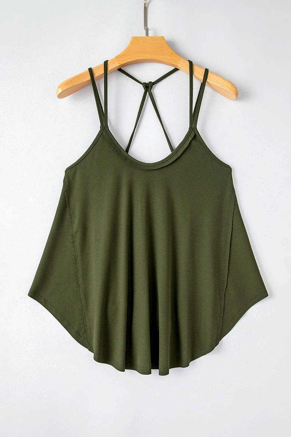 Jungle Green Exposed Seam Detail Double Straps Tank Top - Chic Meadow Boutique 