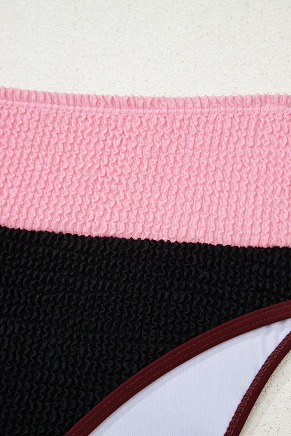 Burgundy Color Block High Waisted Sexy Bikini Set