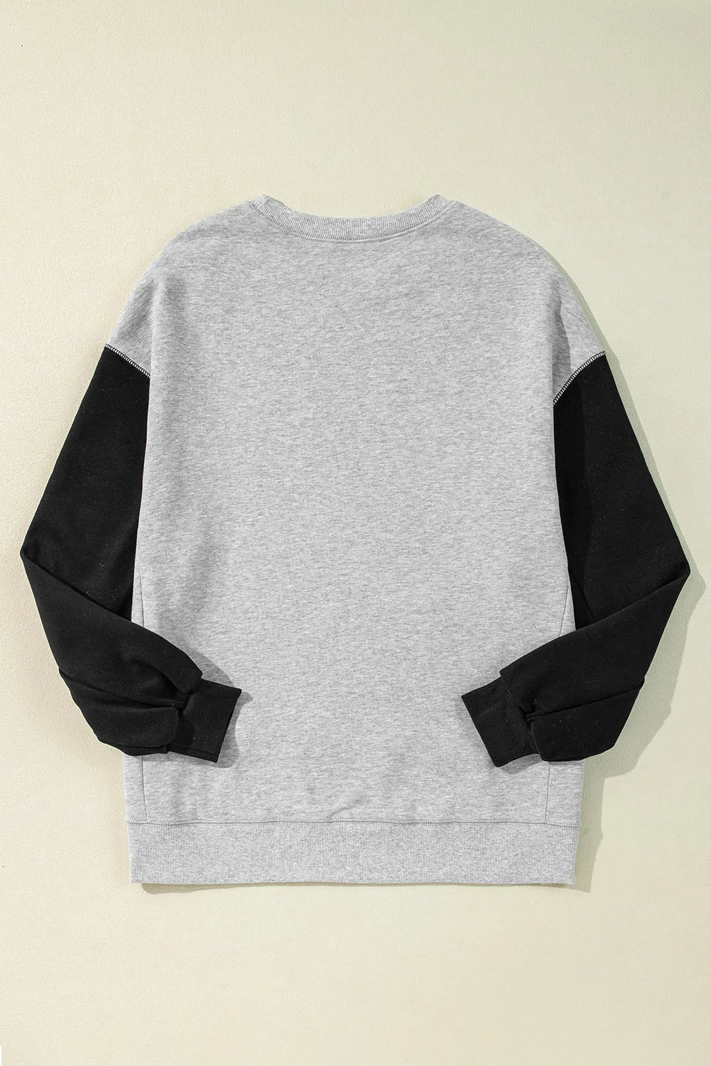 Gray Two Tone Patchwork Drop Shoulder Pullover Sweatshirt - Chic Meadow Boutique 