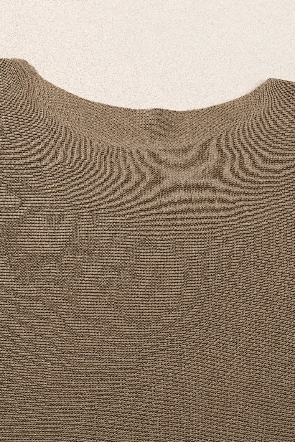 Coffee Round Neck Half Sleeve Ribbed Knit Top - Chic Meadow Boutique 