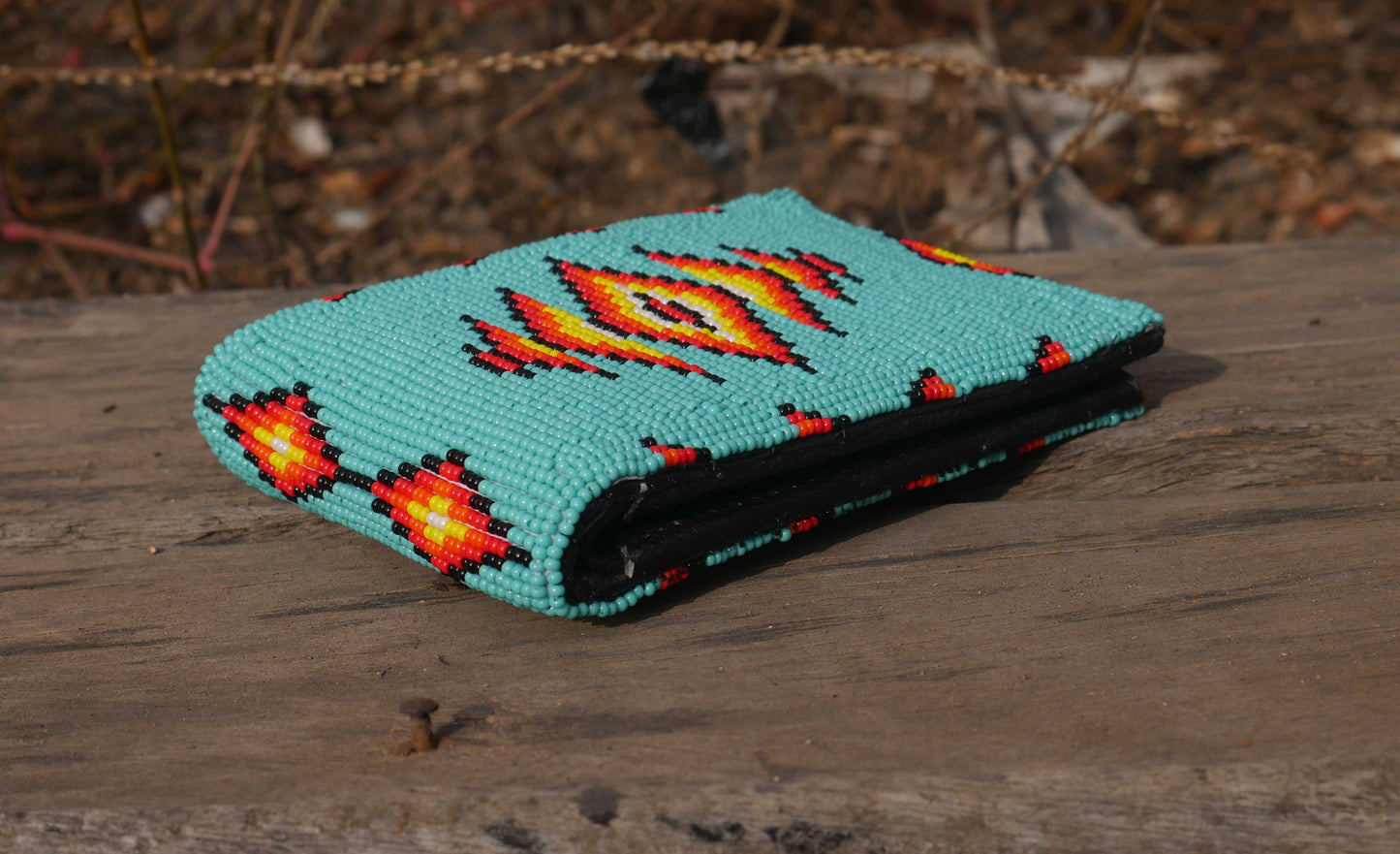 Handmade Beaded Wallet with intricate Beadwork Bifold Wallet