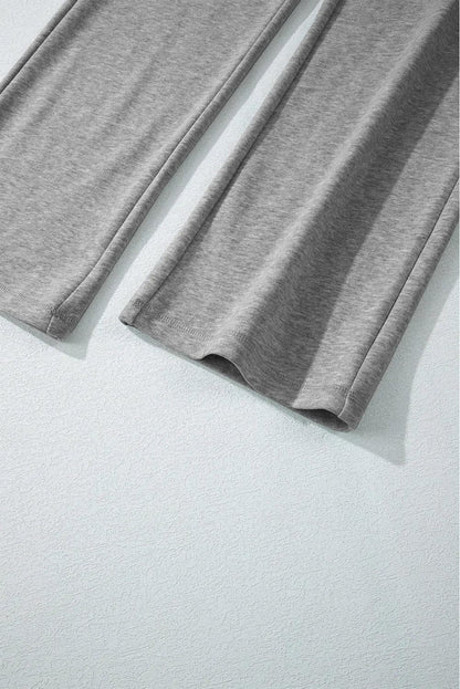 Bottoms/Pants & Culotte Light Grey Solid Color Fleece Lined Drawstring Waist Casual Pants