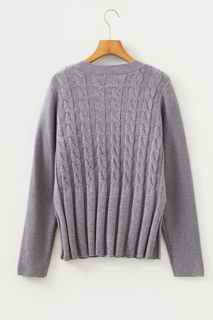 High Cable Knit Cardigan Sweater