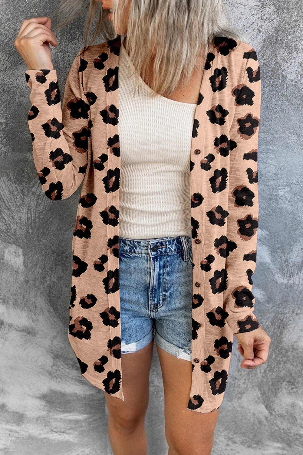 Leopard Printed Open Front Cardigan - Chic Meadow Boutique 