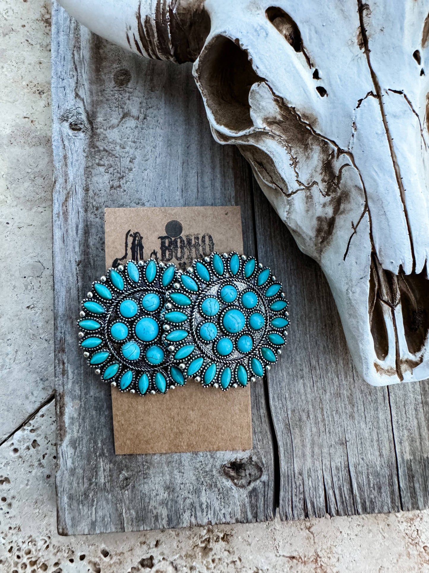 Western Round Concho Earrings