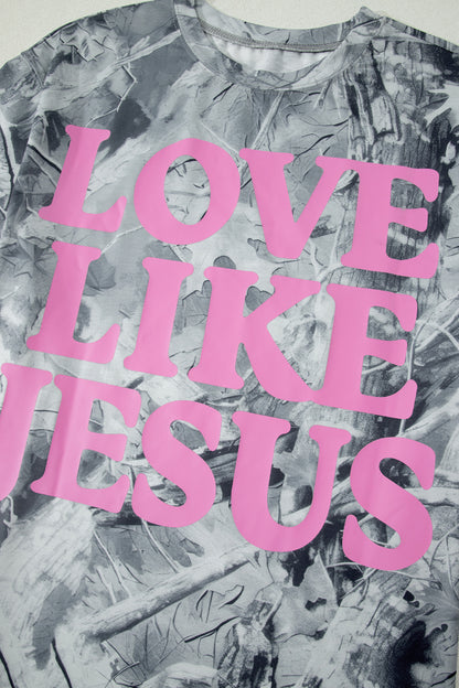 Pink Camo Woodland LOVE LIKE JESUS Casual Tee