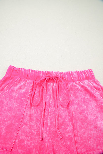 Rose Red Mineral Wash Cotton Short Set