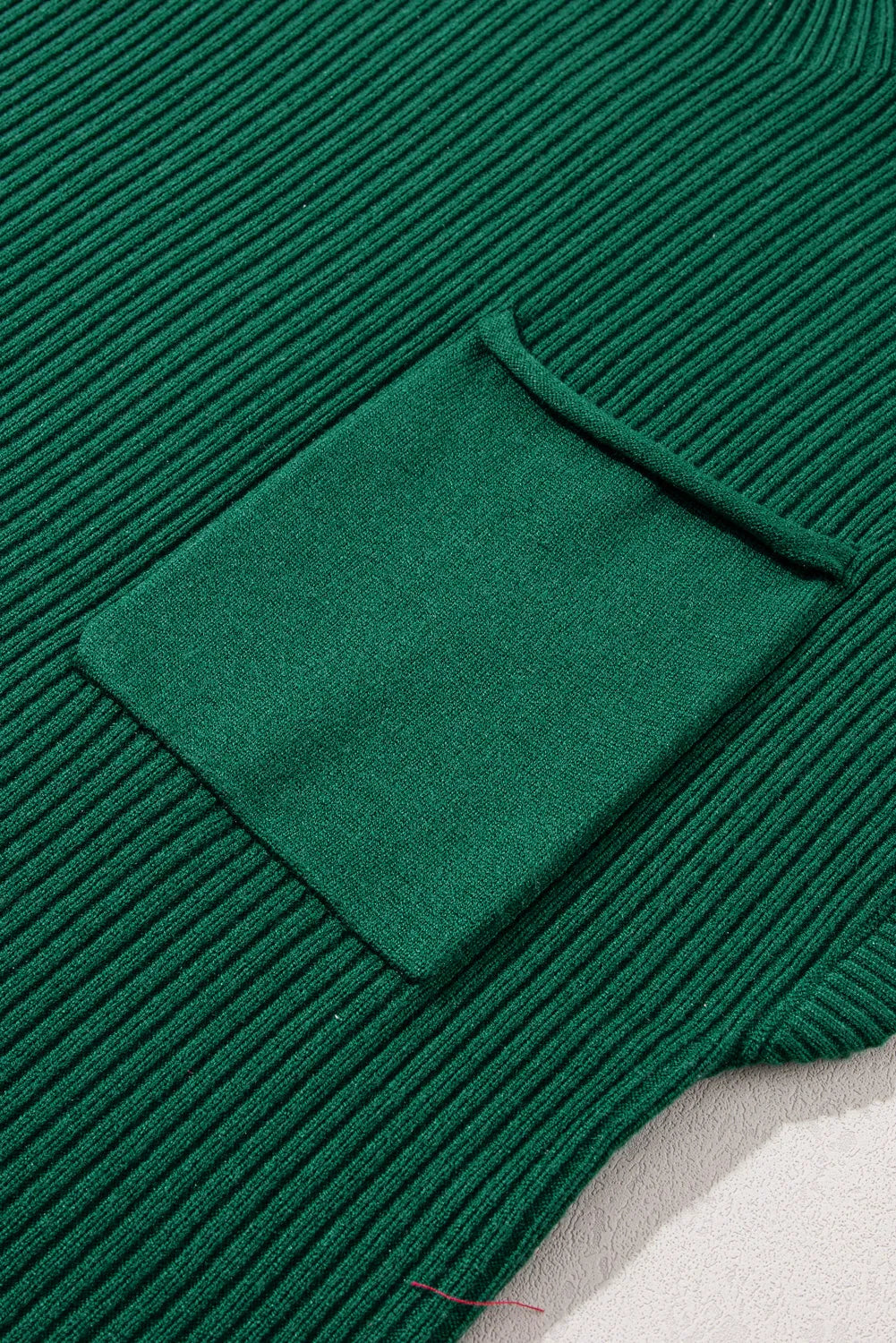 Blackish Green Patch Pocket Ribbed Knit Short Sleeve Sweater - Chic Meadow Boutique 