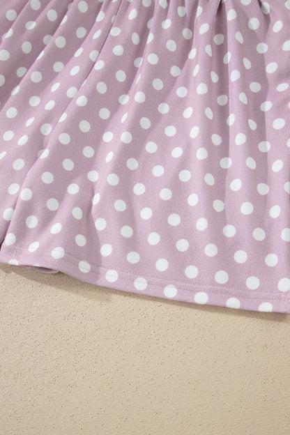 Purple Polka Dot Print Short Set