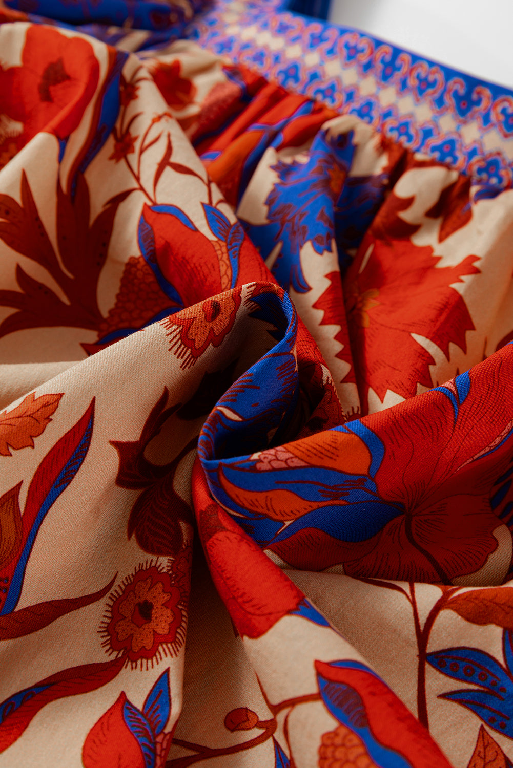 Multicolour Floral Print Square Neck Backless Loose Fit Blouse