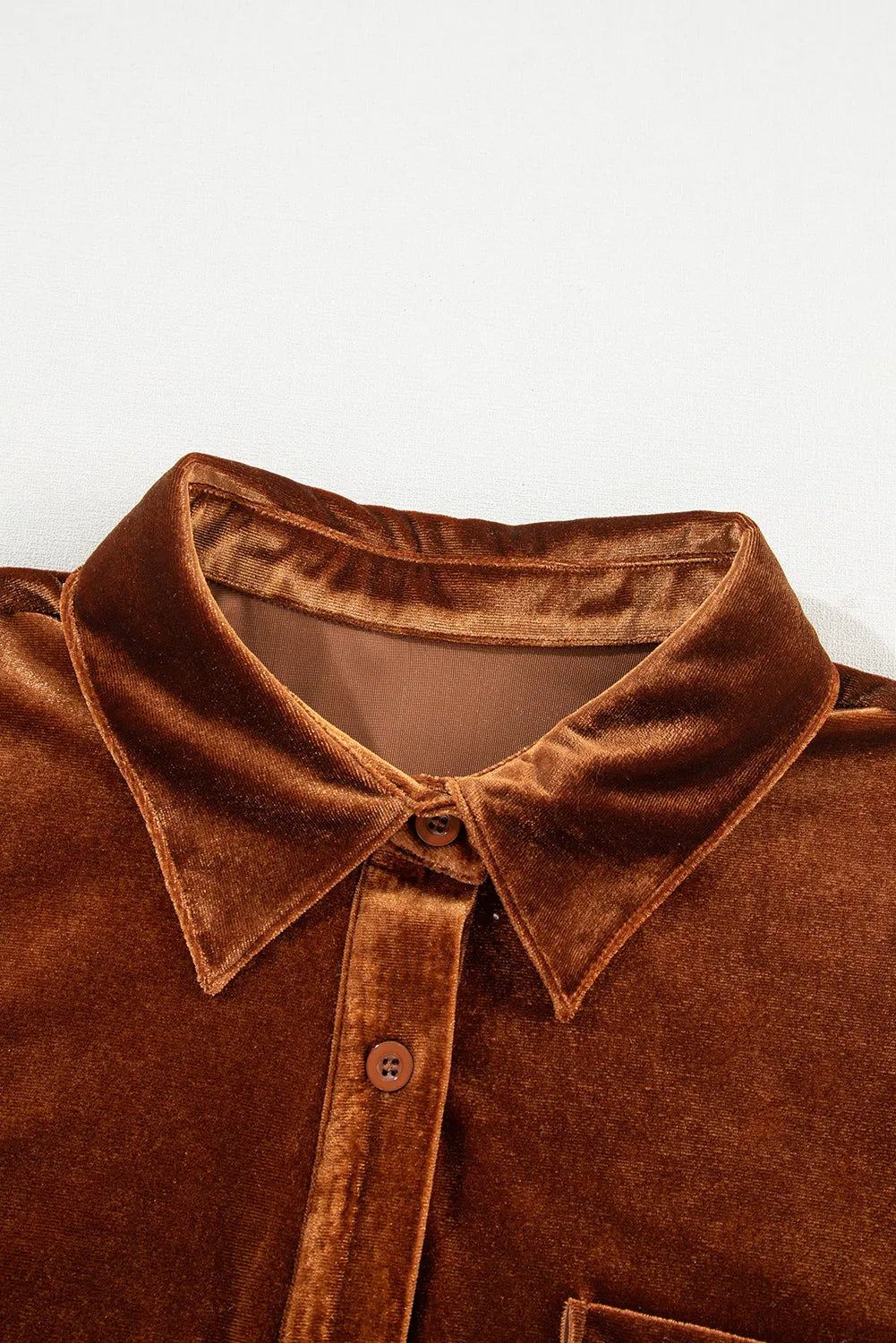 Chestnut Chest Pocket Velvet Shirt - Chic Meadow Boutique 