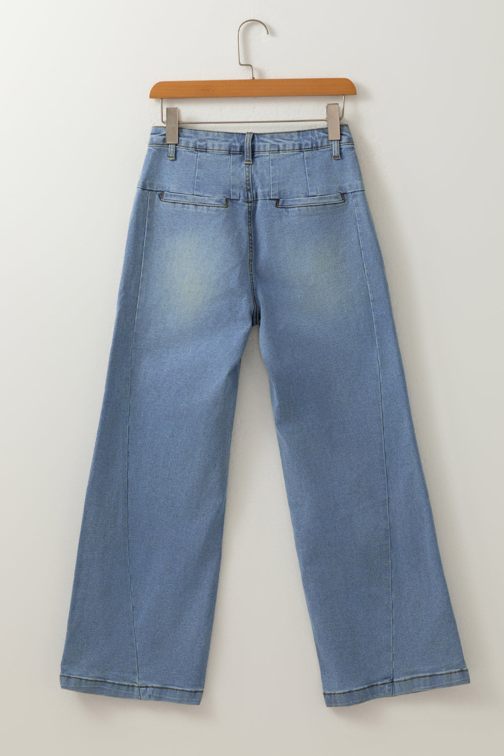 Ashleigh Blue Washed Pleated Detail Wide Leg Jeans