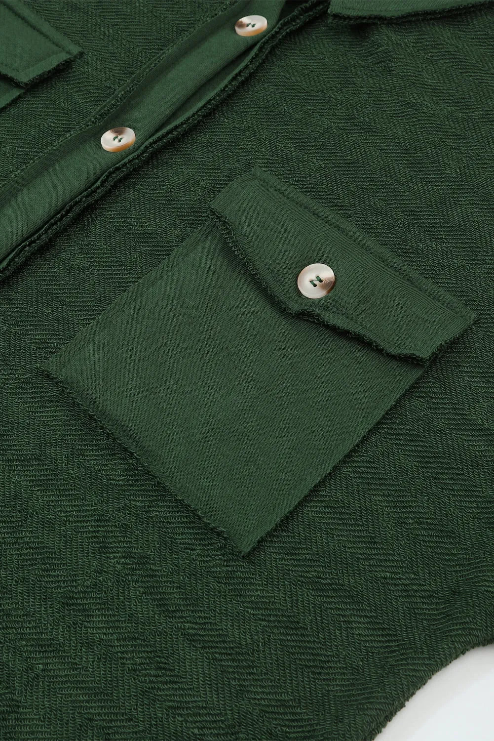 Outerwear/Jackets Green Contrast Flap Pockets Relaxed Shacket