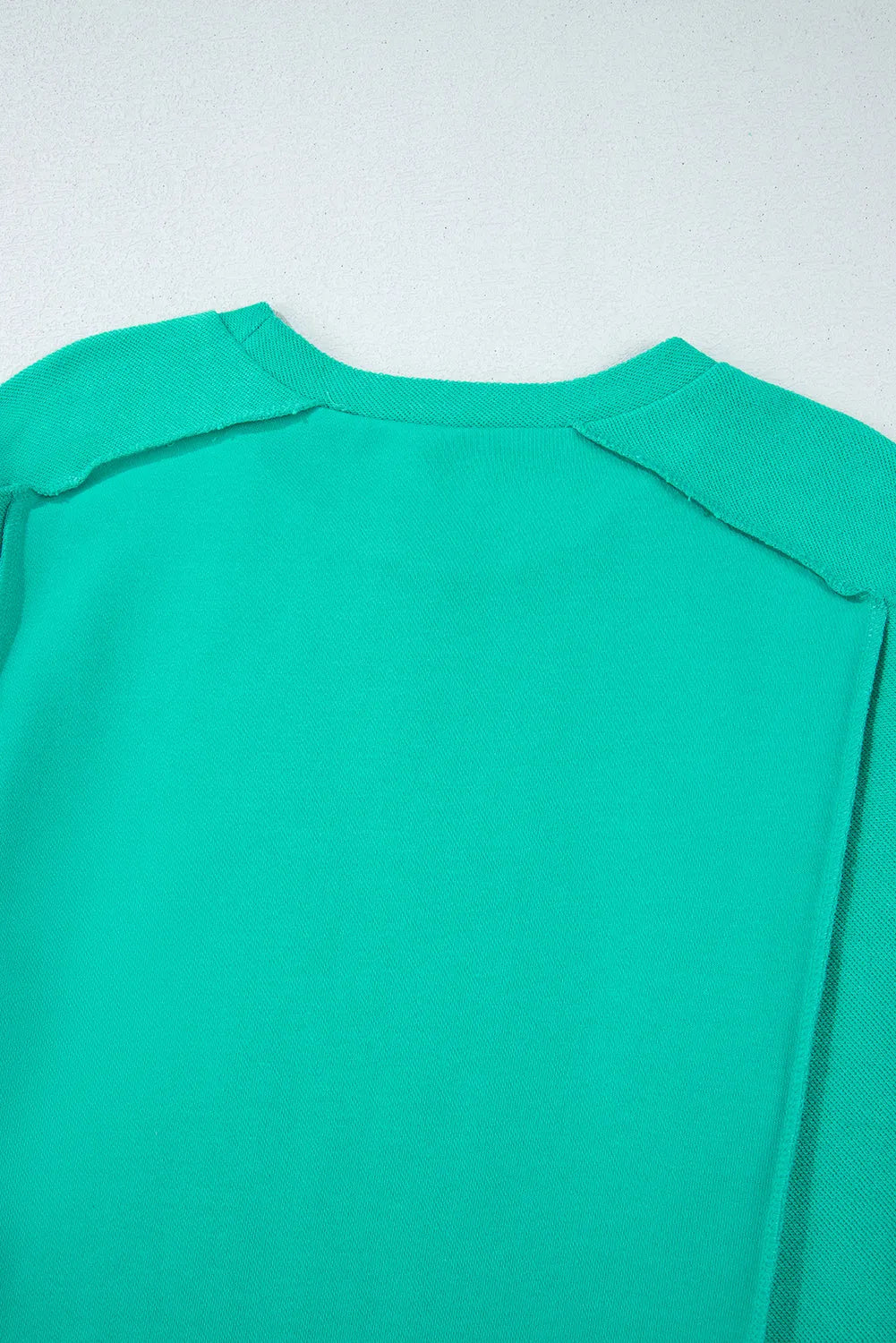 Mint Green Splicing Round Neck Pullover Sweatshirt - Chic Meadow Boutique 