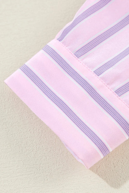 Pink Stripe Chest Pocket Casual Shirt - Chic Meadow Boutique 