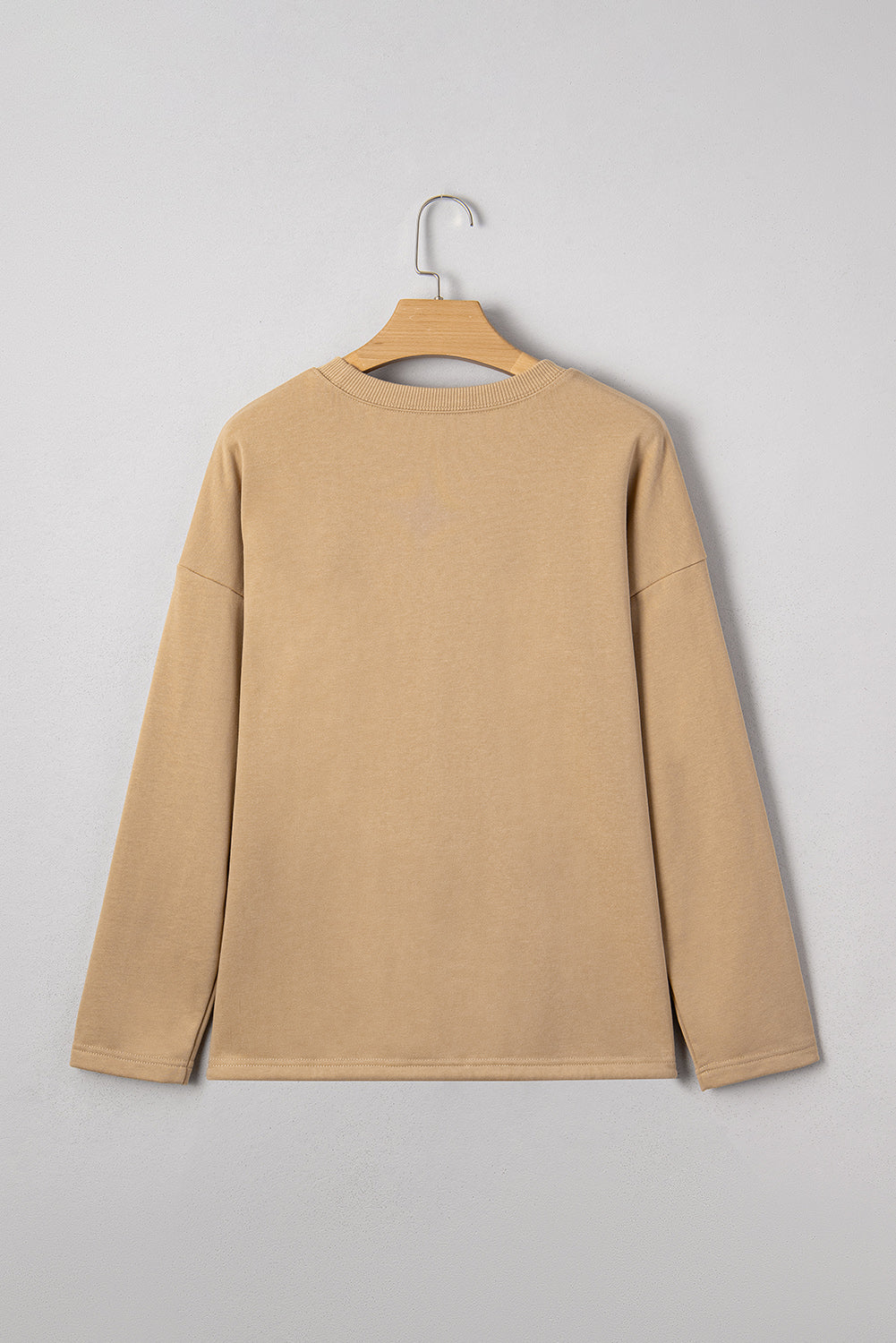 Khaki 88 Number Graphic Drawstring Hemline Oversize Long Sleeve Top