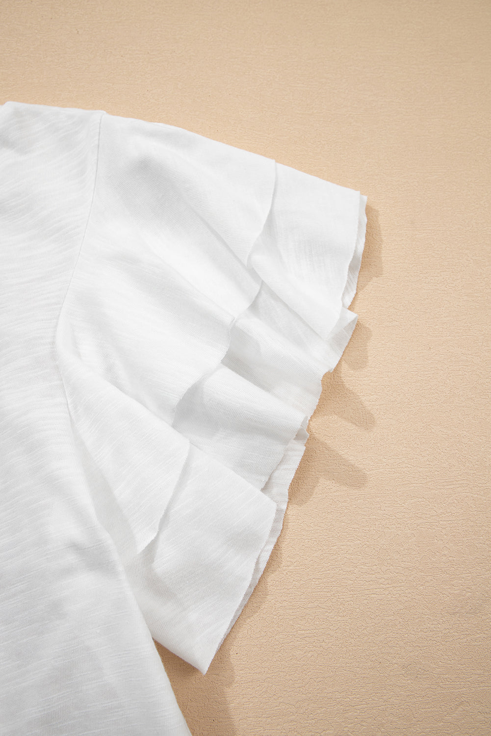 White Layered Ruffle Short Sleeve Round Neck Top