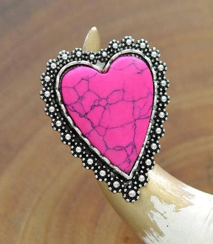 Western Statement Adjustable Heart Ring - Chic Meadow Boutique 