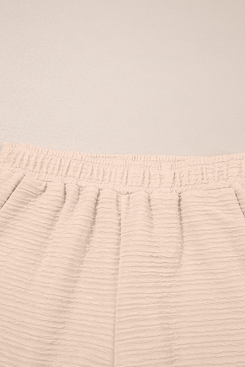 Apricot Textured V Neck T Shirt and Shorts Set