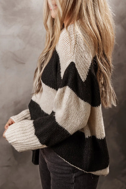 Jet Stream Colorblock Loose Pullover Sweater - Chic Meadow Boutique 