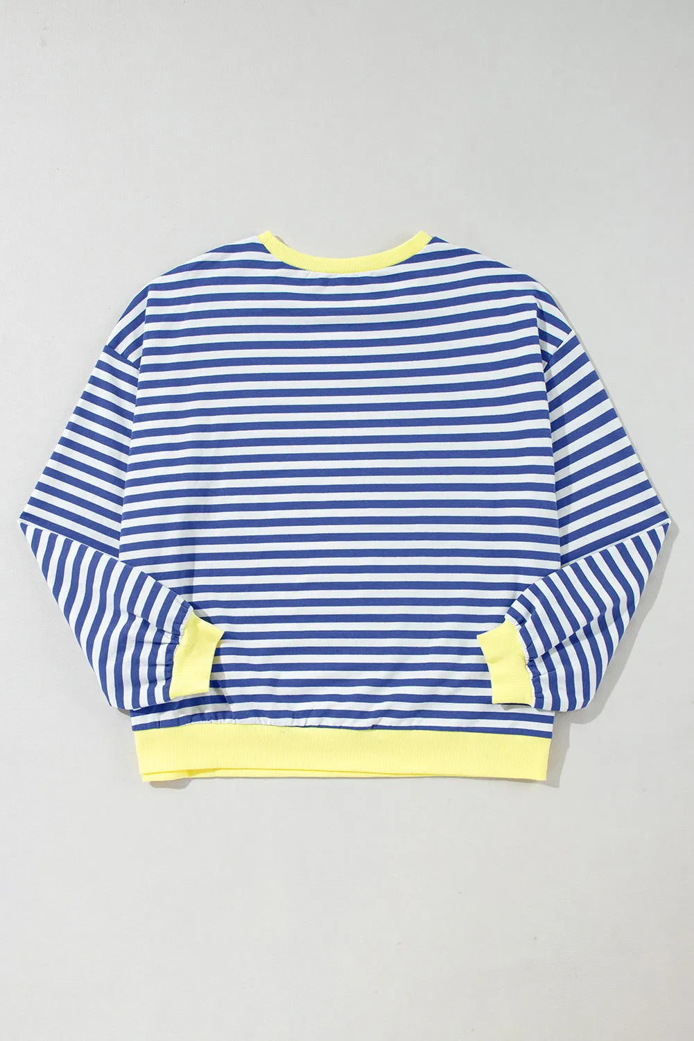 Blue Stripe Oversized Contrast Trim Pullover Sweatshirt - Chic Meadow Boutique 