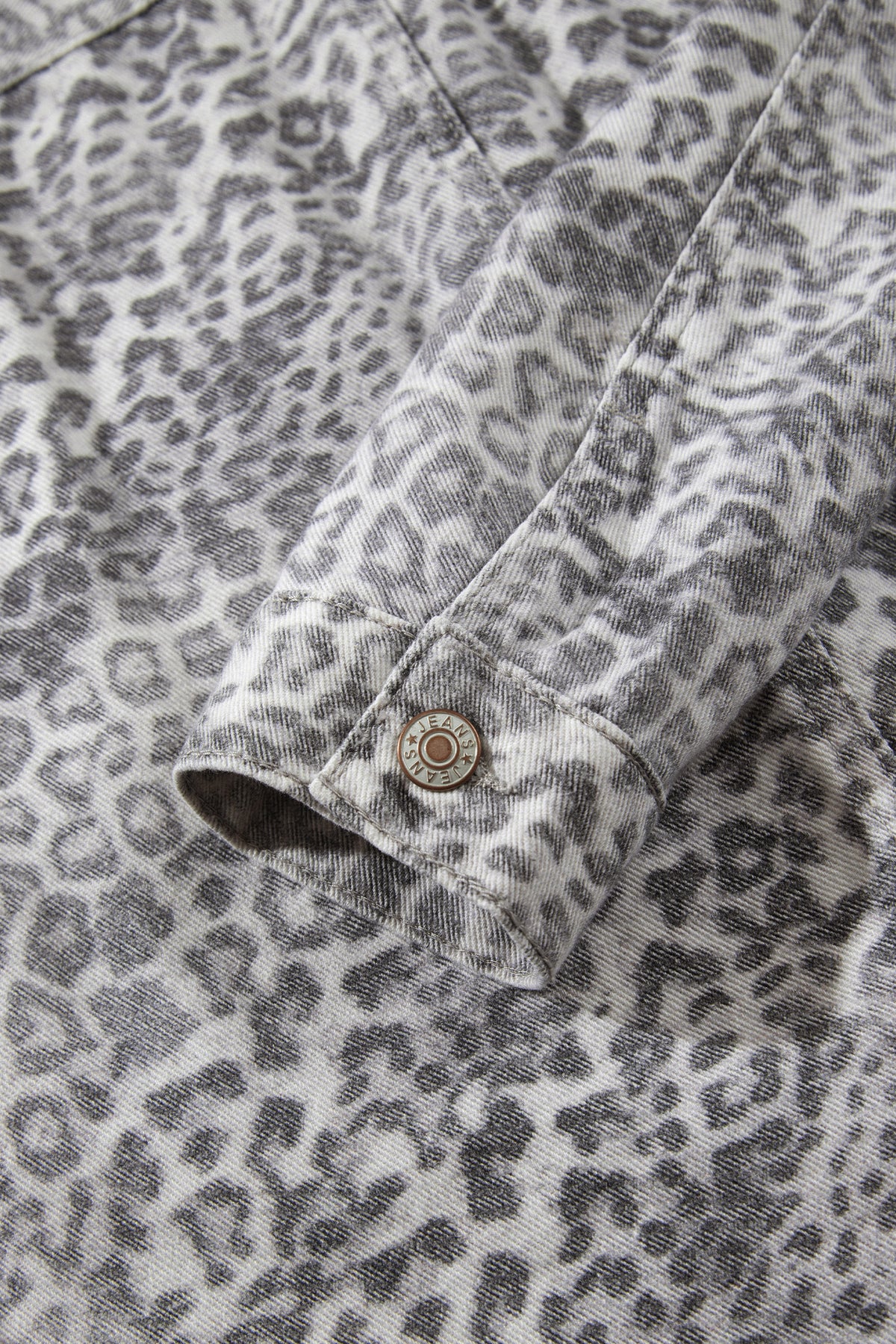 Khaki Leopard Print Studded Collar Studded Patch Pocket Denim Jacket