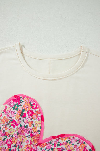 Jet Stream Big Flower Patched Plus Size Tunic T-Shirt