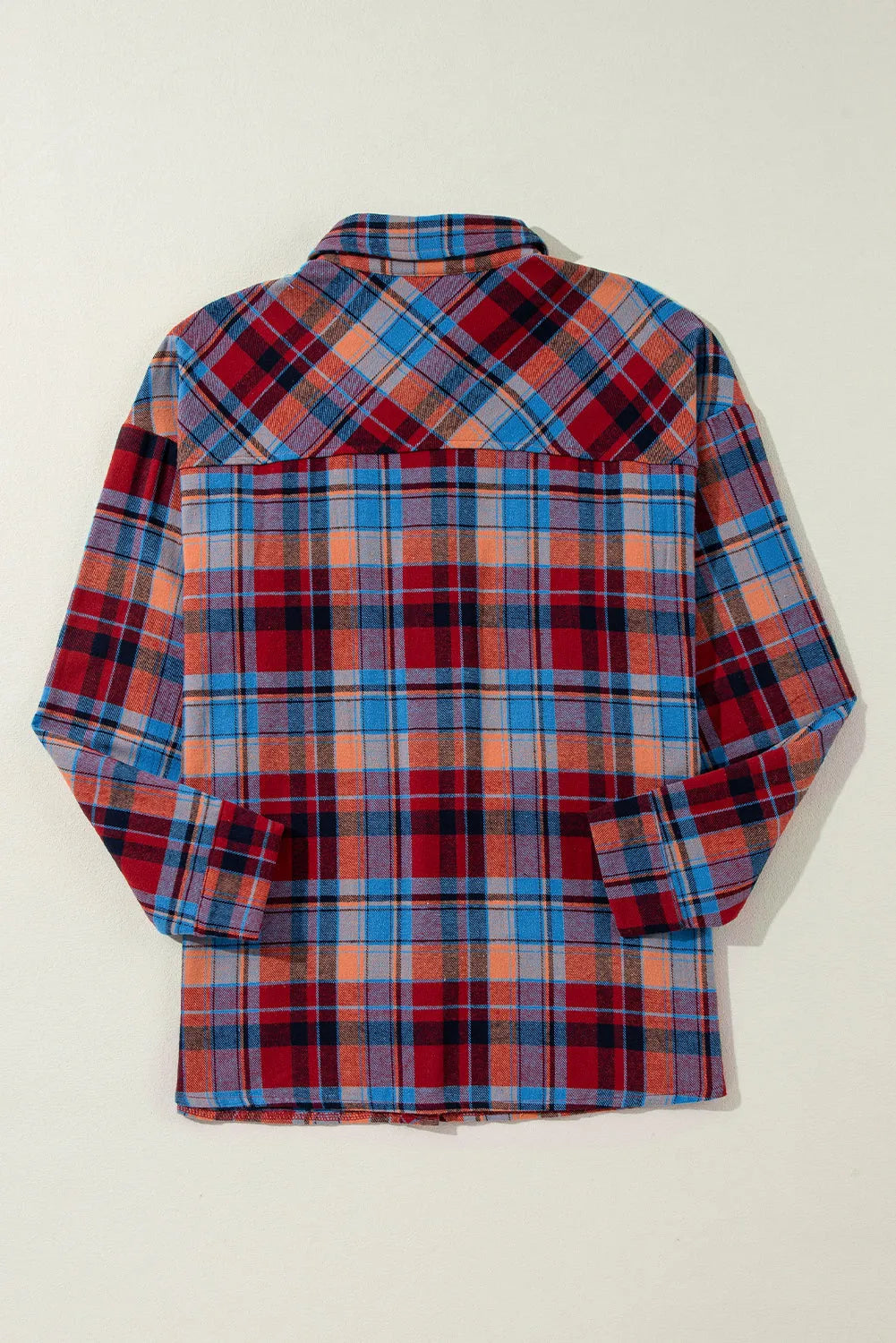 Red Plaid Print Loose Vintage Shirt - Chic Meadow Boutique 