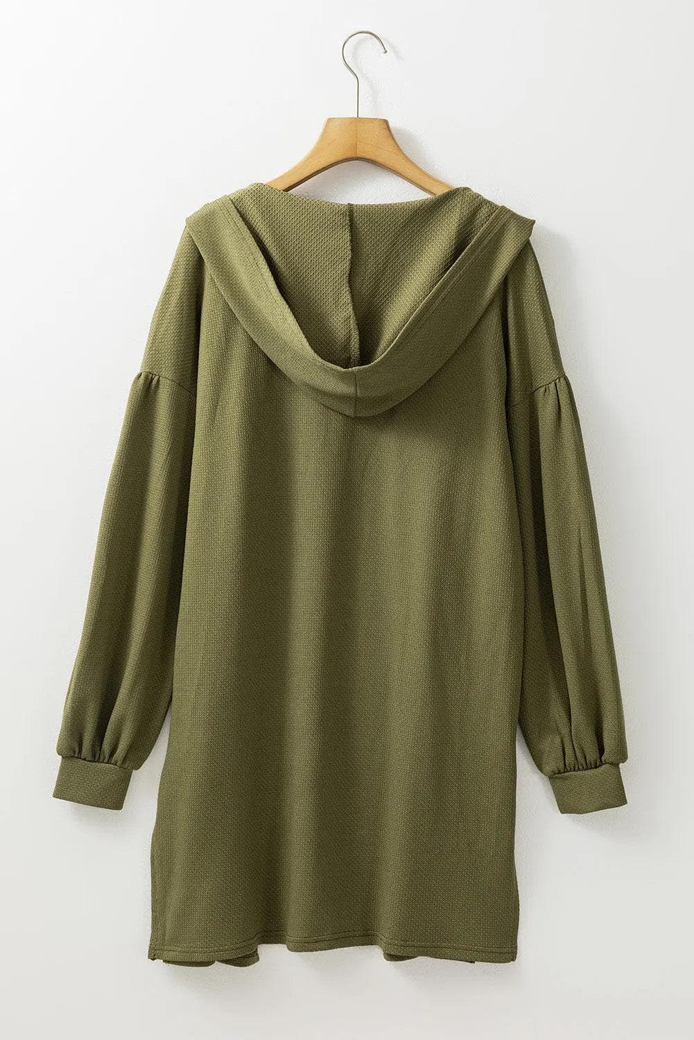 Outerwear/Kimonos Guacamole Green Hooded Side Split Open Kimono with Pocket