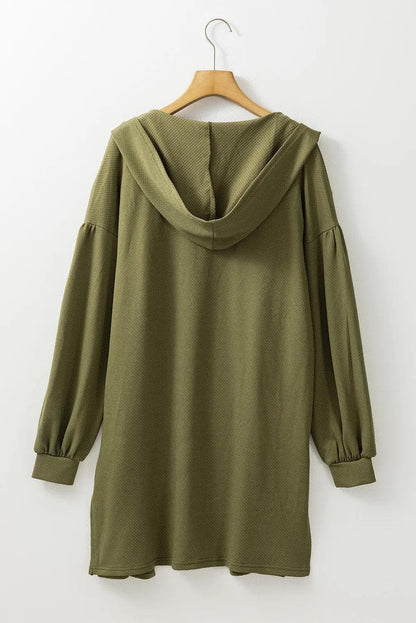 Outerwear/Kimonos Guacamole Green Hooded Side Split Open Kimono with Pocket