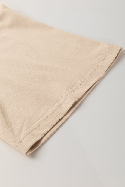 Oatmeal Contrast Crochet Floral Graphic Drop Shoulder Loose Tee