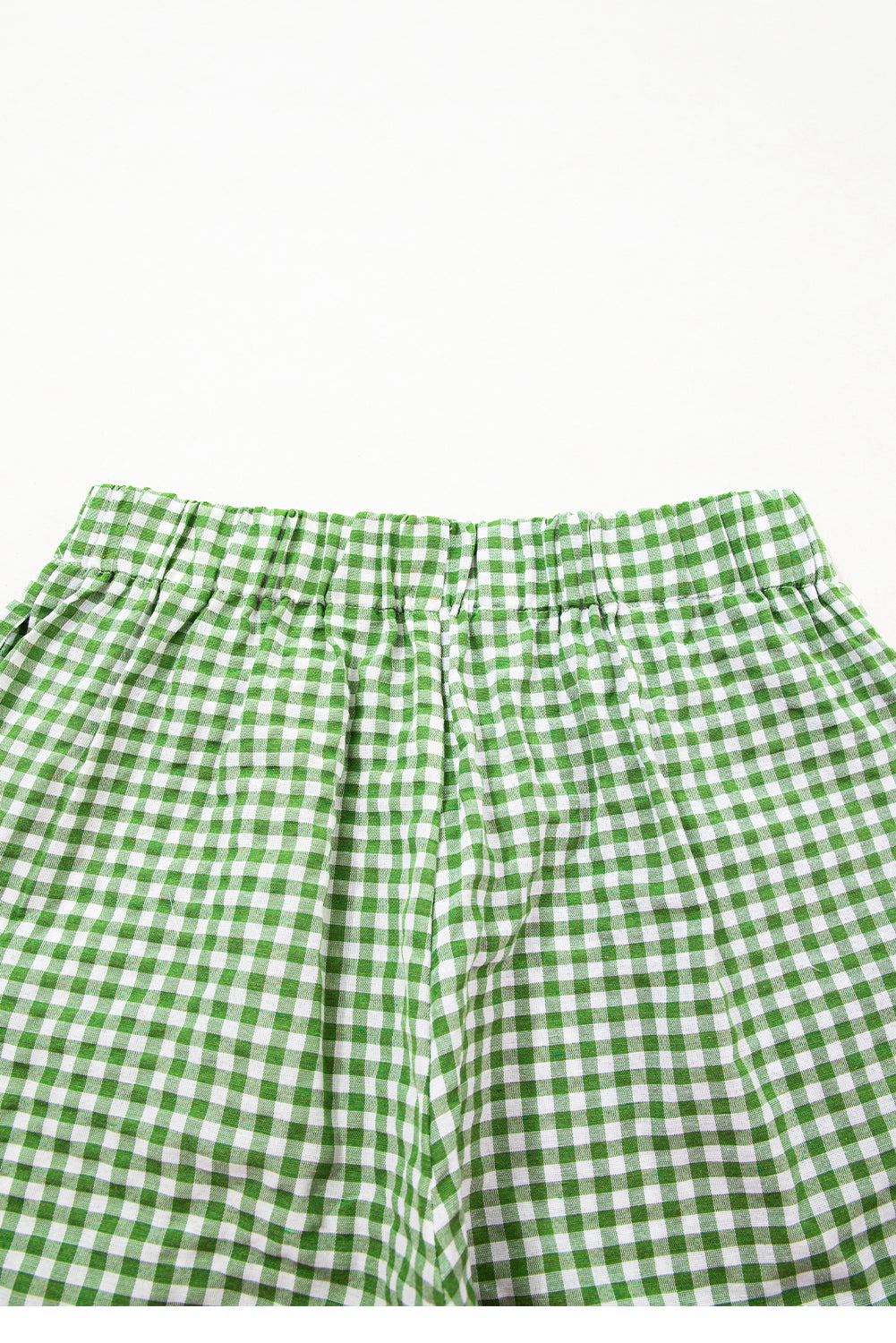 Fern Green Red Plaid Gingham Printed High Waist Shorts
