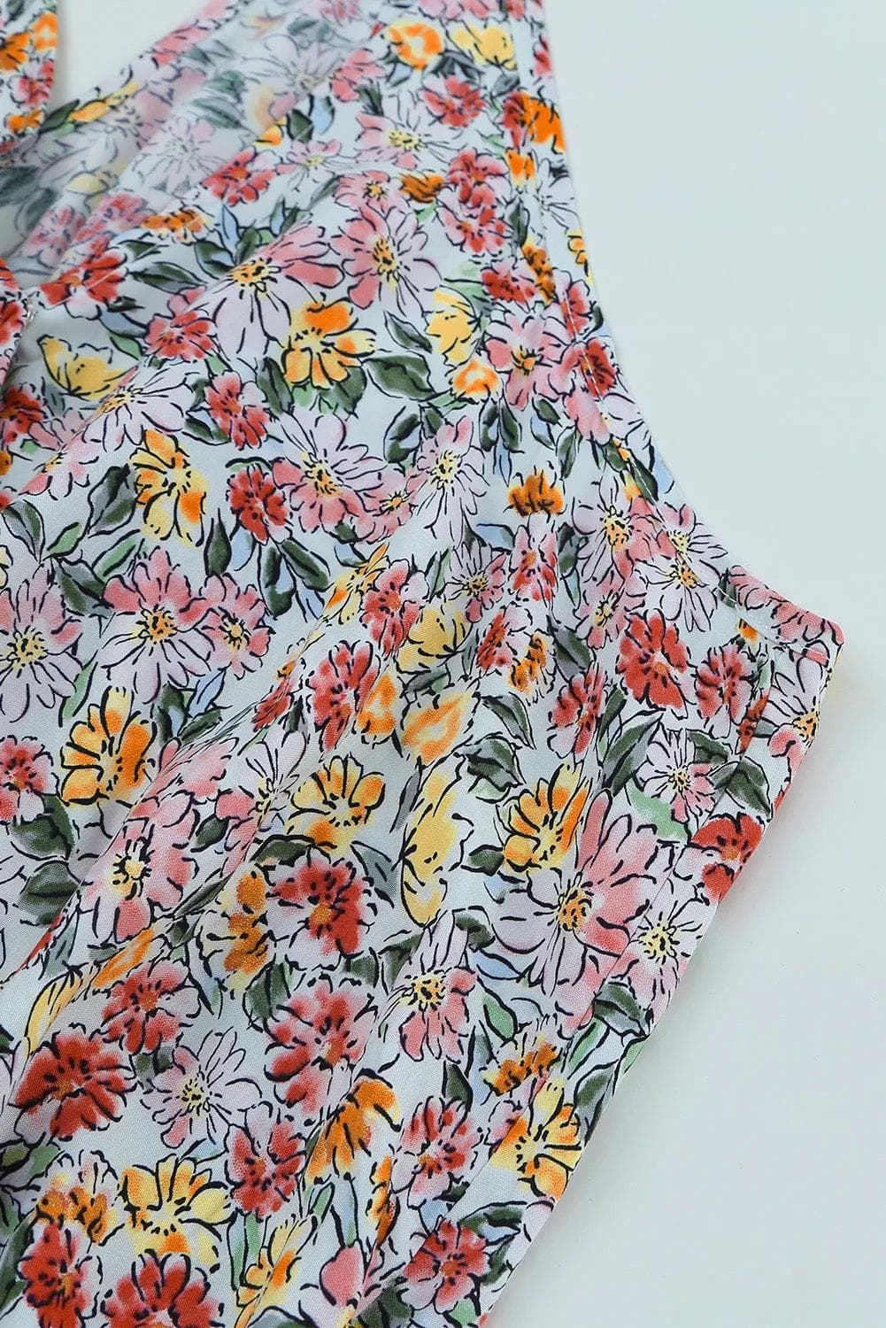 Multicolor Wrapped V Neck Floral Tank Crop Top - Chic Meadow Boutique 