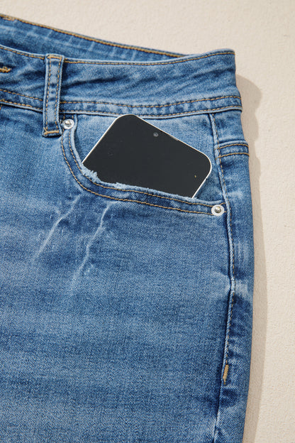 Myosotis Acid Washed Straight Leg Full Length Casual Jeans