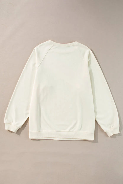 white Rainbow Raglan Sleeve Crew Neck Plus Size Sweatshirt - Chic Meadow Boutique 