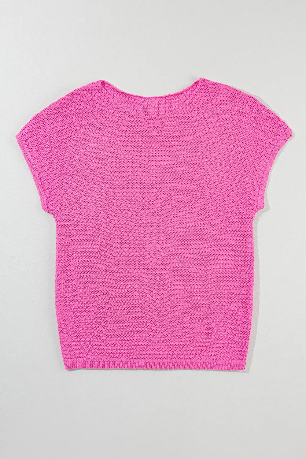 Pink Solid Loose Knit Short Dolman Sleeve Sweater - Chic Meadow Boutique 