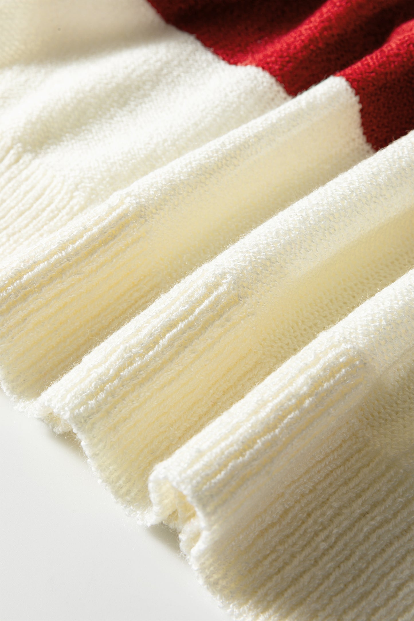 Red Stripe Loose Color Block Drop Shoulder Bubble Sleeve Sweater