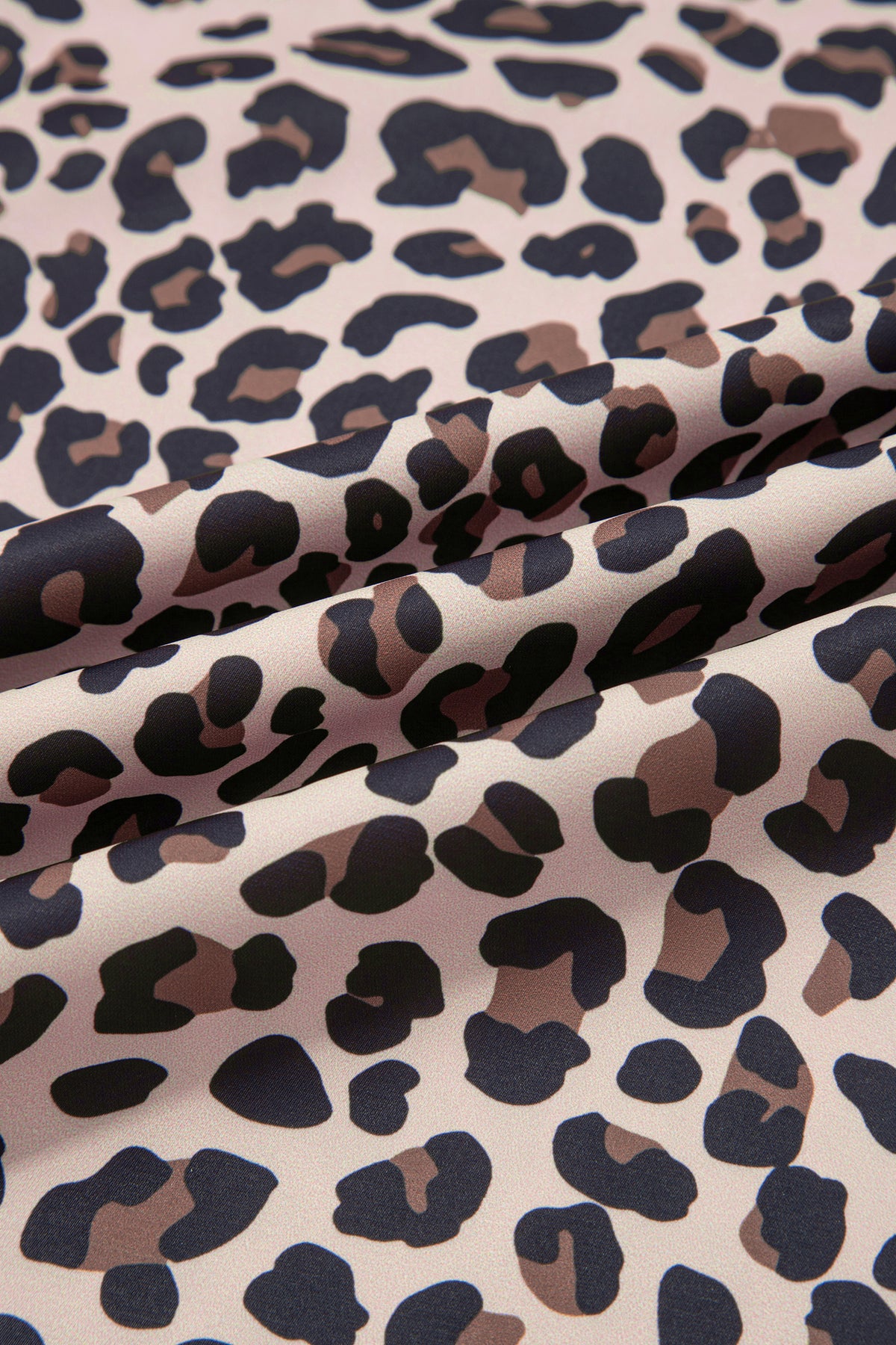 Beige Plus Size Leopard Print Side Stripes Detail Casual Pants