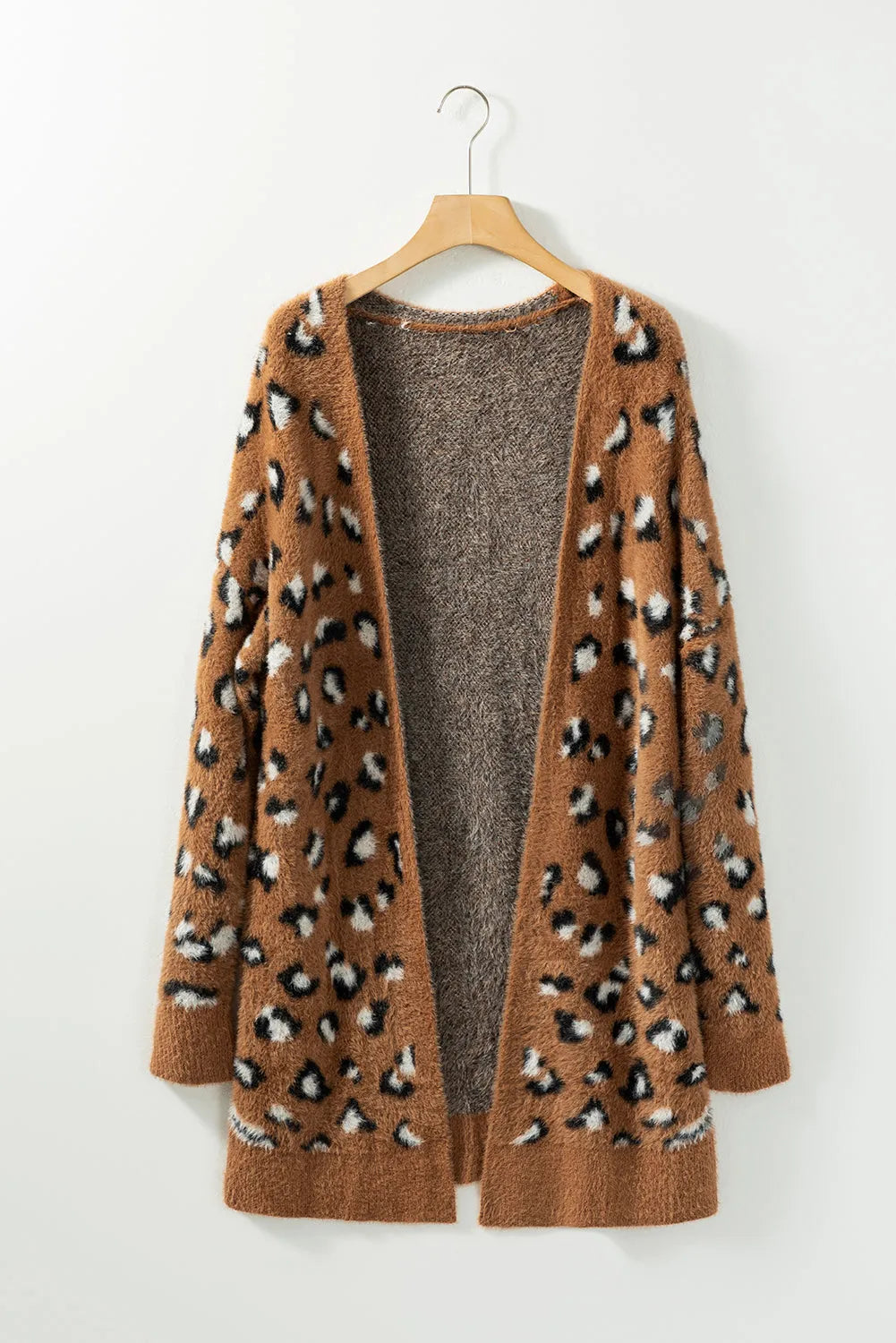 Brown Leopard Print Fur Cardigan - Chic Meadow Boutique 