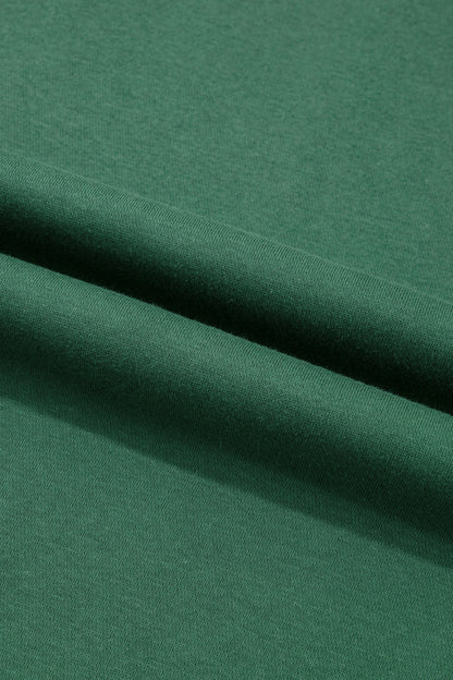Dark Green Colorblock Polka Dot Contrast Trim Oversized Sweatshirt